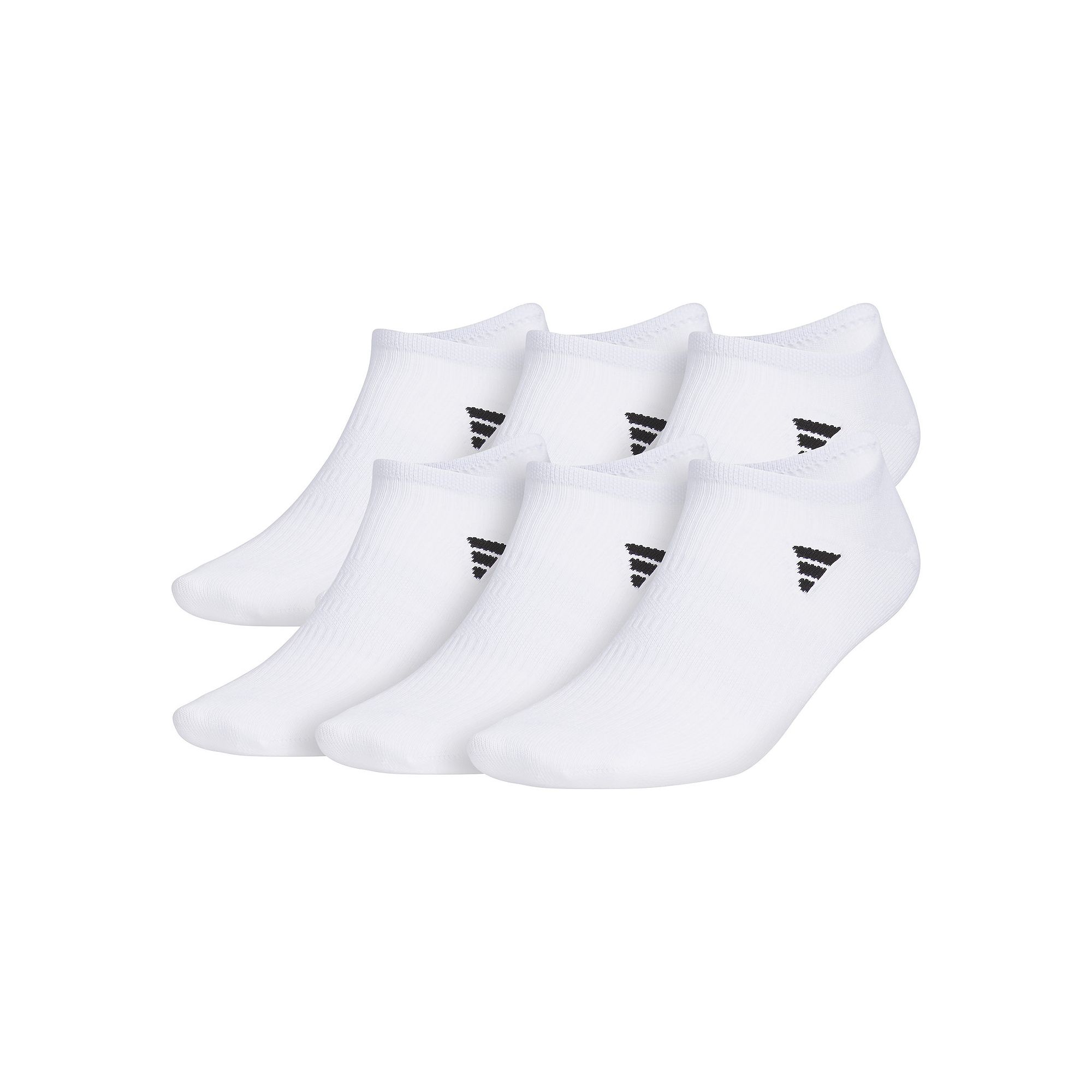 Mens adidas 6-Pack Superlite 3.0 No-Show Socks, Size: 8-12, White Black