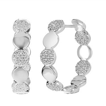 Judy Crowell Sterling Silver CZ Circles Hoop Earrings