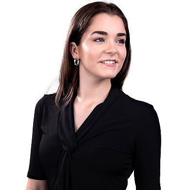 Judy Crowell Sterling Silver CZ Circles Hoop Earrings