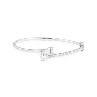 Judy Crowell Sterling Silver Pear Cut CZ Bypass Bangle Bracelet