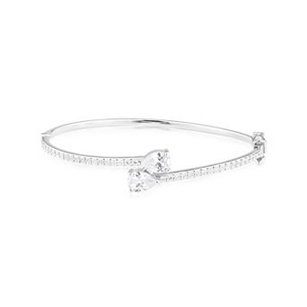 Judy Crowell Sterling Silver Pear Cut CZ Bypass Bangle Bracelet