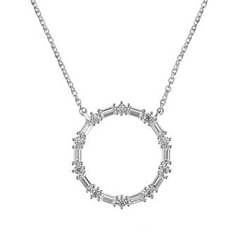 Judy Crowell Sterling Silver Open Circle CZ Necklace