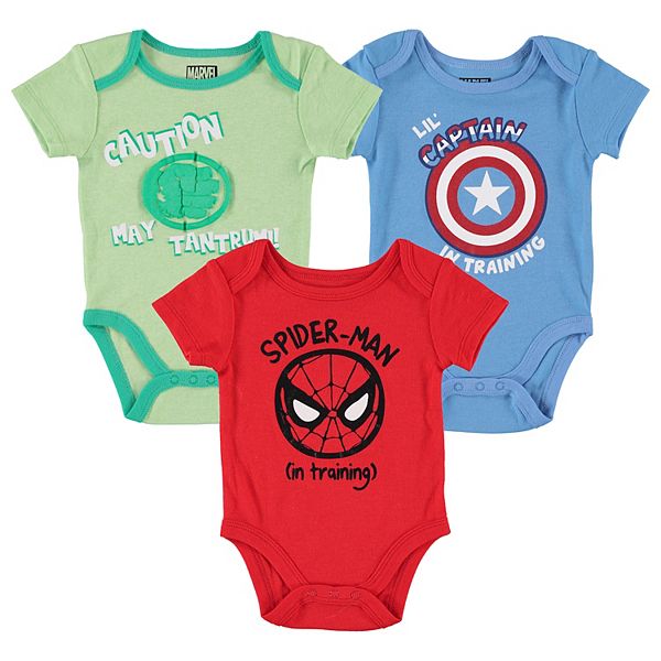 Baby Boy Marvel Superheroes 3-Pack Bodysuits