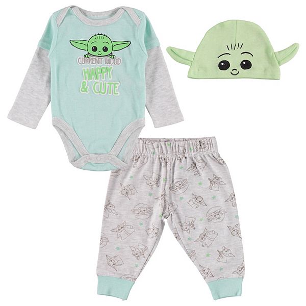 Star Wars Mandalorian Baby Yoda Newborn Baby Boys 3 Piece Outfit