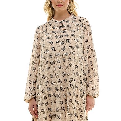 Plus Size Luxology Tie Neck Babydoll Dress
