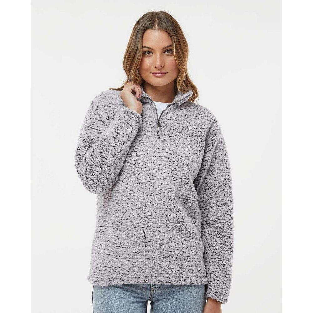 J. America Womens Epic Sherpa Quarter-Zip Pullover