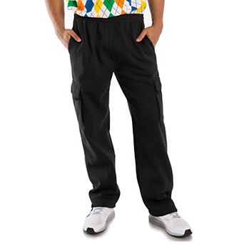 Vibes Men's Fleece Cargo Sweatpants Relaxed Fit Bungee Cord Open Bottom