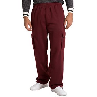 Vibes Men's Fleece Cargo Sweatpants Relaxed Fit Bungee Cord Open Bottom