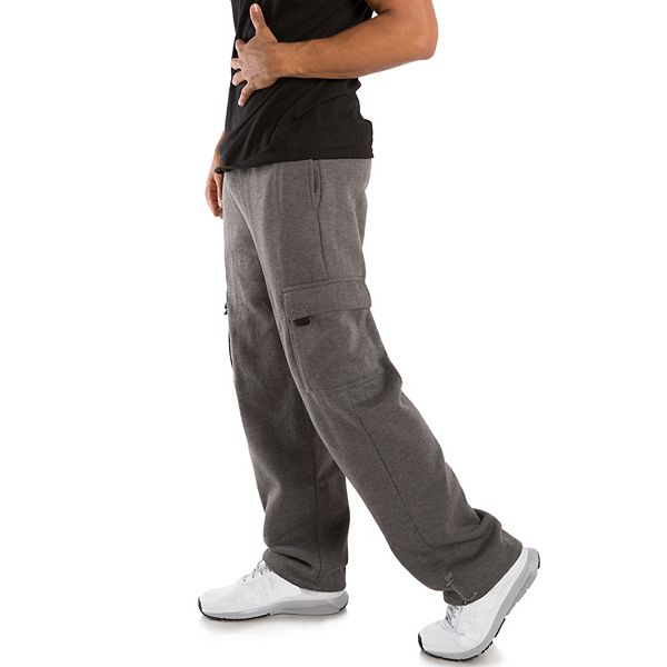 Vibes Men s Fleece Cargo Sweatpants Relaxed Fit Bungee Cord Open Bottom