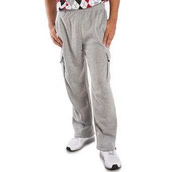 Vibes Men's Fleece Cargo Sweatpants Relaxed Fit Bungee Cord Open Bottom