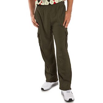 Vibes Men's Fleece Cargo Sweatpants Relaxed Fit Bungee Cord Open Bottom
