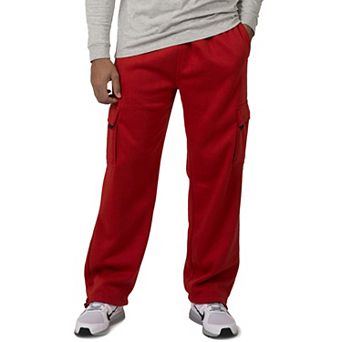 Vibes Men's Fleece Cargo Sweatpants Relaxed Fit Bungee Cord Open Bottom