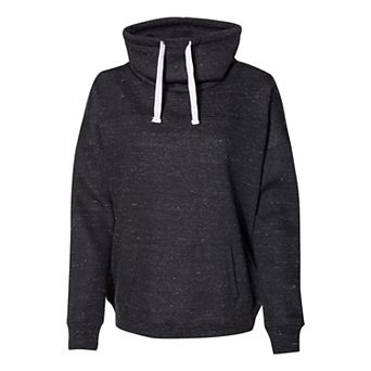 J. America Womens Mlange Fleece Cowl Neck Sweatshirt