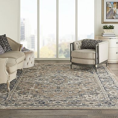 Nourison Concerto Center Medallion Indoor Rug Beige/Grey 6'7" x 9'6"