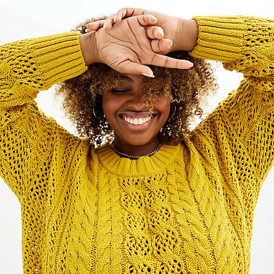 Plus Size Sonoma Goods For Life® Boatneck Crochet Sweater