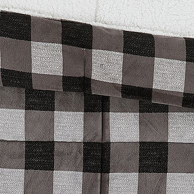 London Fog Buffalo Check Black, White, & Gray Comforter Set with Sham