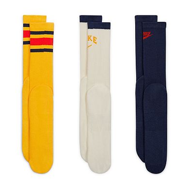 Men's Nike 3-Pack Everyday Plus Retro Cushioned Crew Socks