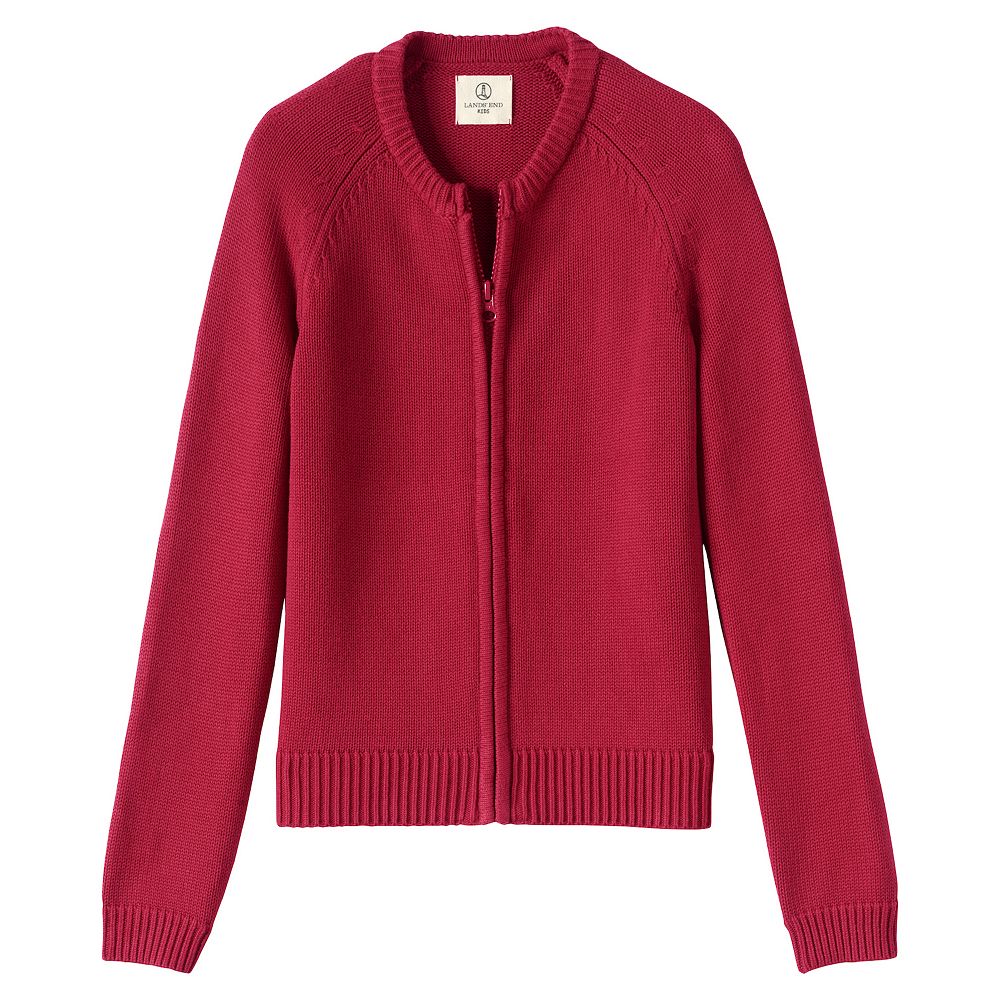 90s LANDS‘END Cotton knit cardigan Vintage 90s Lands End Womens 1X Distressed Blank Cotton Knit