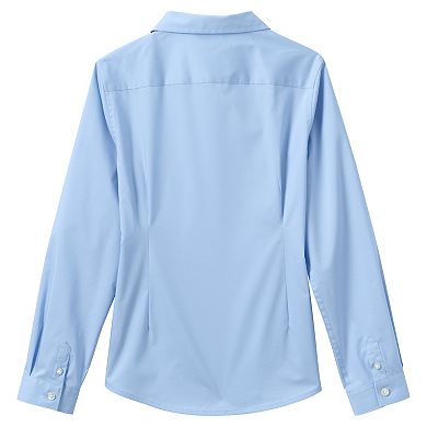 Girls 7-16 Lands' End School Uniform No Gape Long Sleeve Stretch Shirt