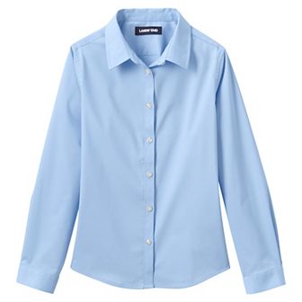 Girls 7-16 Lands' End School Uniform No Gape Long Sleeve Stretch Shirt