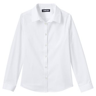 Girls 7-16 Lands' End School Uniform No Gape Long Sleeve Stretch Shirt
