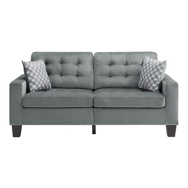 Lexicon Home Living Room Sofa, Exposed Legs With Faux Wood Finish Gray