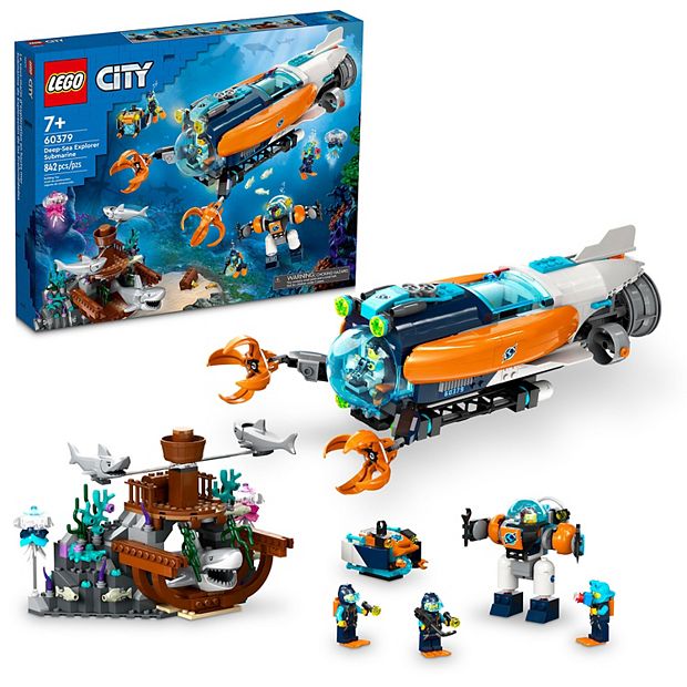 LEGO City Deep Sea Explorer Submarine Multi Feature Building Toy Set 60379 842 Pieces