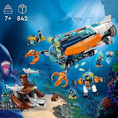LEGO City Deep-Sea Explorer Submarine Multi-Feature Building Toy Set 60379 (842 Pieces)