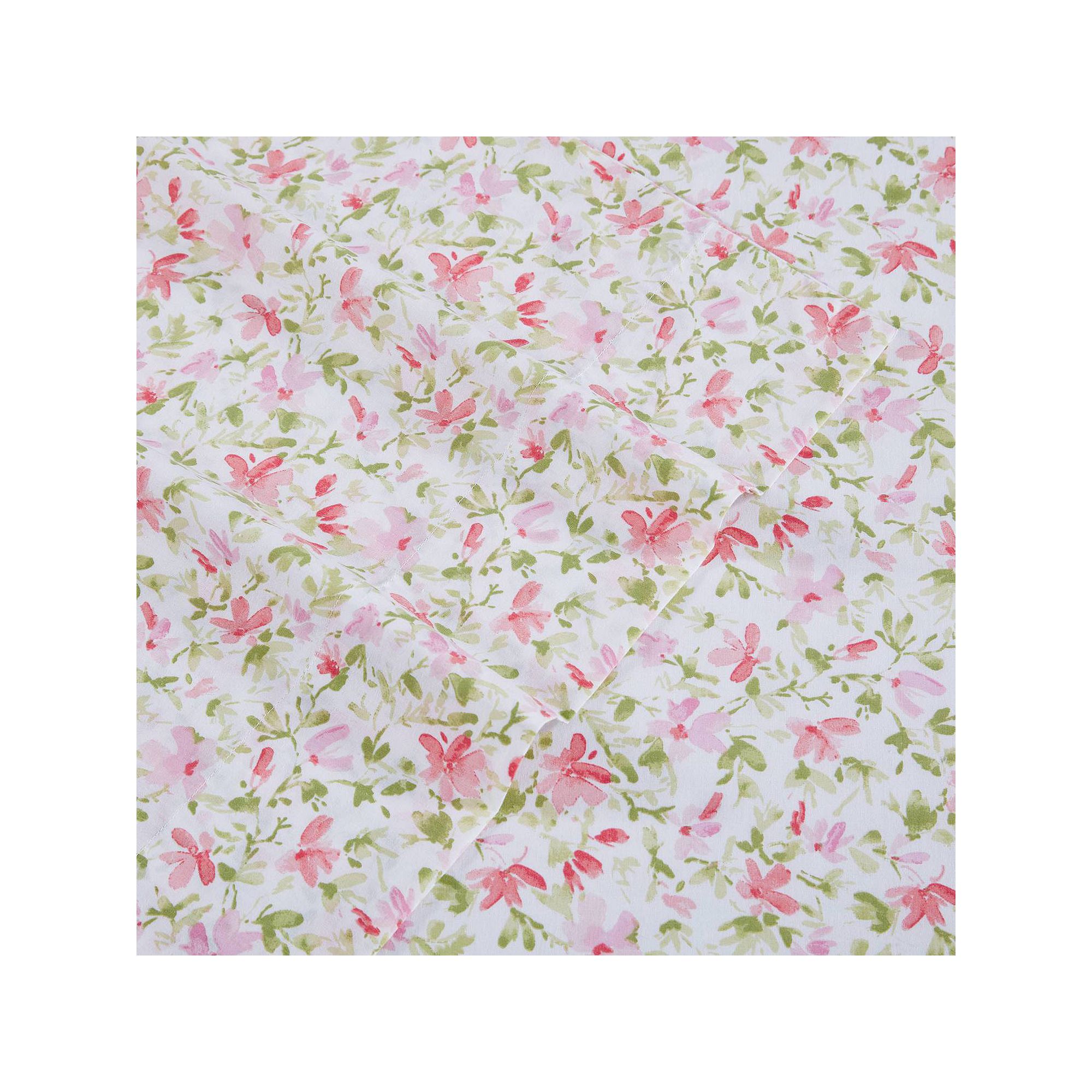 Laura Ashley Percale Floral Sheet Set, Norella Pink