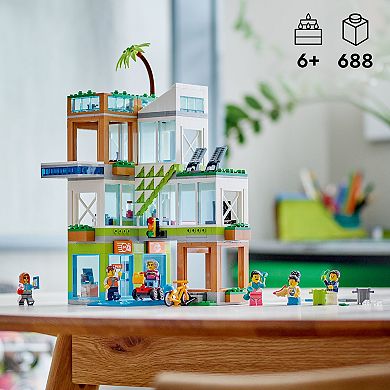 LEGO City Apartment Building Fun Toy Set with Connecting Room Modules 60365 (688 Pieces)