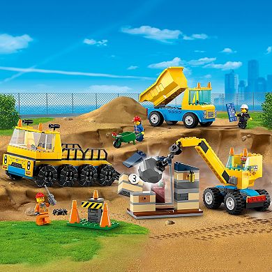LEGO City Construction Trucks and Wrecking Ball Crane Toddler Building Toy Set 60391 (235 Pieces)