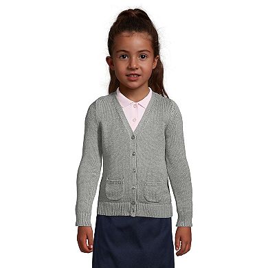 Girls 2-16 Lands' End School Uniform Cotton Modal Button Front Cardigan Sweater