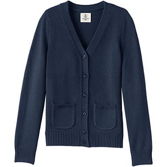Girls 2-16 Lands' End School Uniform Cotton Modal Button Front Cardigan Sweater