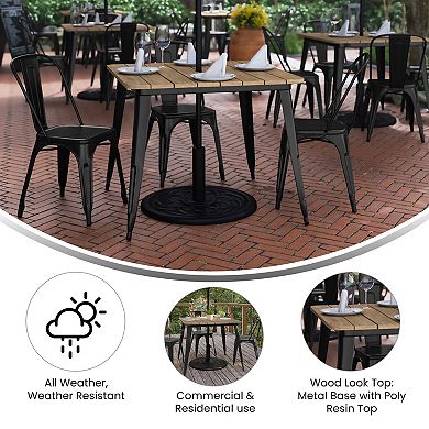 Emma And Oliver Drew Indoor/outdoor Dining Table With Umbrella Hole, 36" All Weather Poly Resin Top