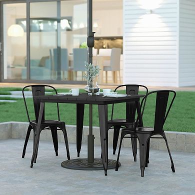 Emma And Oliver Drew Indoor/outdoor Dining Table With Umbrella Hole, 36" All Weather Poly Resin Top