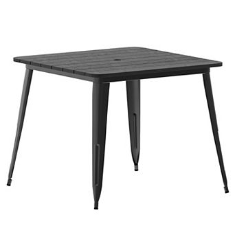 Emma And Oliver Drew Indoor/outdoor Dining Table With Umbrella Hole, 36" All Weather Poly Resin Top