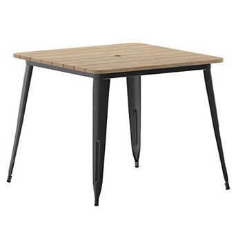 Emma And Oliver Drew Indoor/outdoor Dining Table With Umbrella Hole, 36" All Weather Poly Resin Top