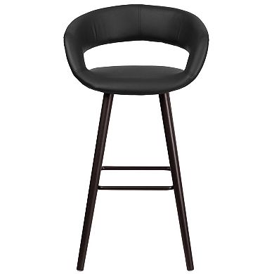 Emma and Oliver 2 Pk. 29'' High Contemporary Vinyl Barstool with Cappuccino Wood Frame