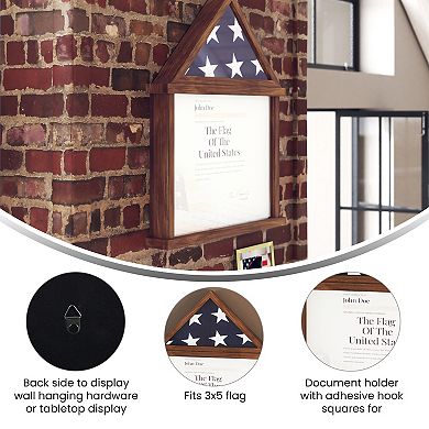 Emma and Oliver Arthur Small Solid Wood Memorial Flag Case with Certificate Holder and Shadow Box Display