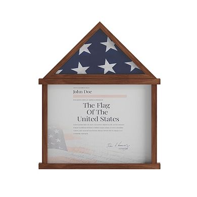 Emma and Oliver Arthur Small Solid Wood Memorial Flag Case with Certificate Holder and Shadow Box Display