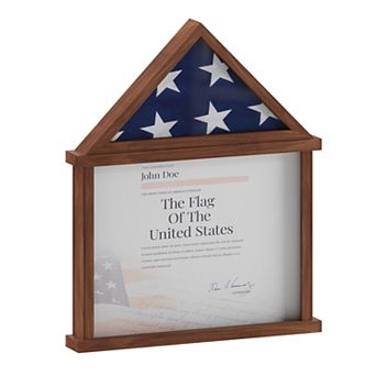 Emma and Oliver Arthur Small Solid Wood Memorial Flag Case with Certificate Holder and Shadow Box Display