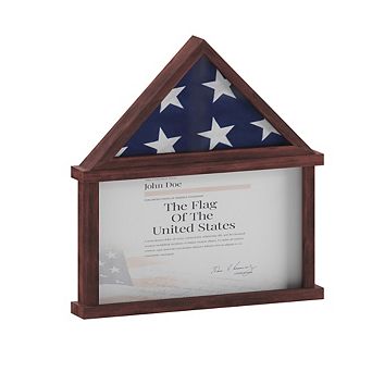 Emma and Oliver Arthur Solid Wood Flag Case with Shadowbox Display