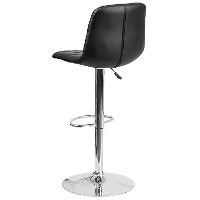 Emma and Oliver 2 Pack Contemporary Vinyl Adjustable Height Barstool with Embellished Stitch Design and Chrome Base