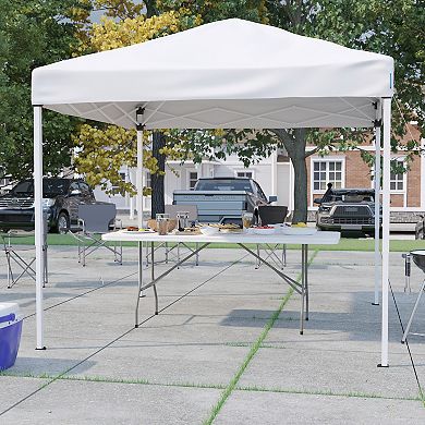 Emma and Oliver Outdoor Event/Tailgate Tent Set with Pop Up Event Canopy and Wheeled Case and Bi-Fold Table with Carrying Handle