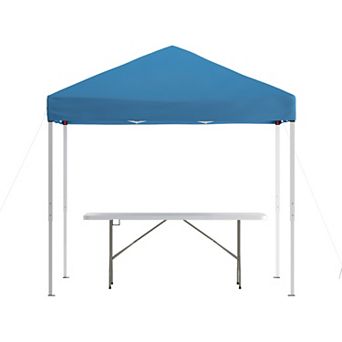 Emma and Oliver Outdoor Event/Tailgate Tent Set with Pop Up Event Canopy and Wheeled Case and Bi-Fold Table with Carrying Handle