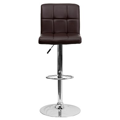 Emma and Oliver 2 Pack Contemporary Quilted Vinyl Adjustable Height Barstool with Chrome Base