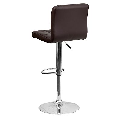 Emma and Oliver 2 Pack Contemporary Quilted Vinyl Adjustable Height Barstool with Chrome Base