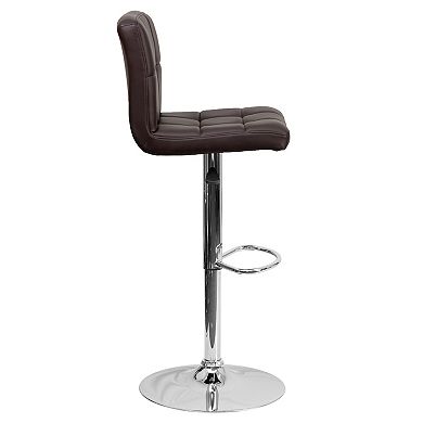 Emma and Oliver 2 Pack Contemporary Quilted Vinyl Adjustable Height Barstool with Chrome Base