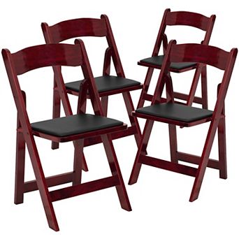 Emma and Oliver 4 Pack Wood Folding Chair with Vinyl Padded Seat