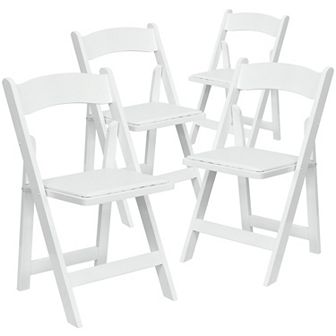 Emma and Oliver 4 Pack Wood Folding Chair with Vinyl Padded Seat